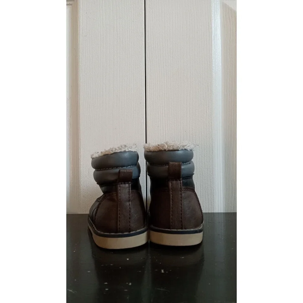 Old navy toddler boys black and brown‎ ankle strap faux leather boots